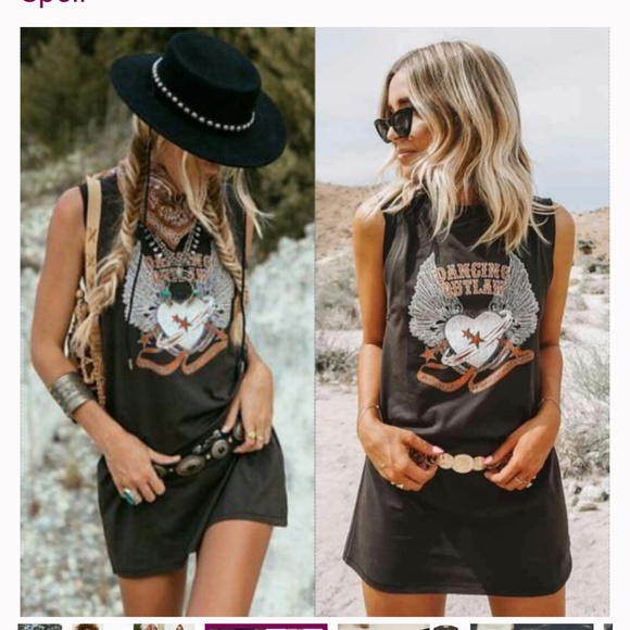 spell designs dancing outlaw tank tee dress M - Picture 2 of 2